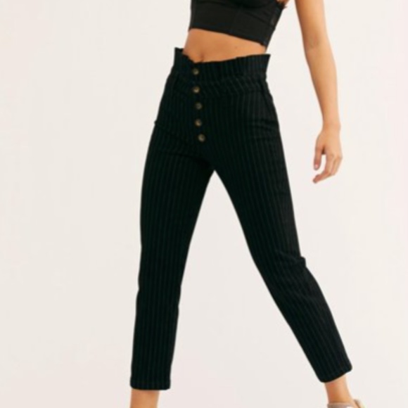Free People Women's Montella Pinstripe Crop Skinny Pants NWT - Picture 4 of 11